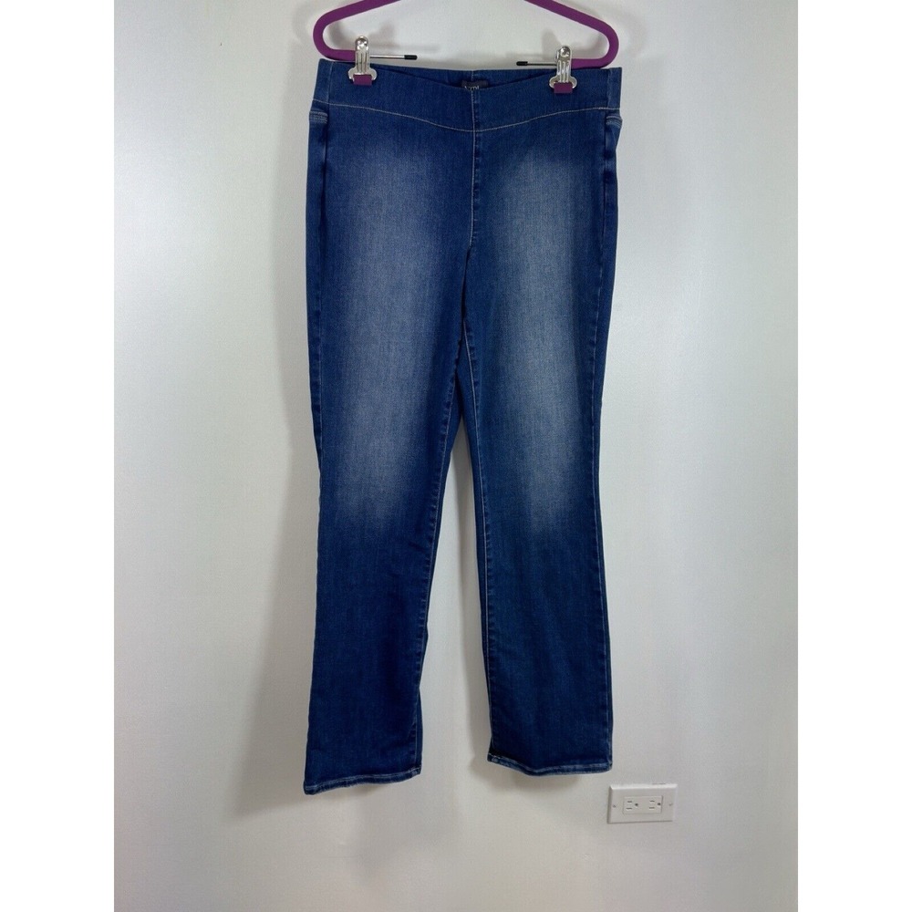 NYDJ Jeans Women's Size 8 Pull-On Straight Leg Blue Slim Line Stretch Waistband